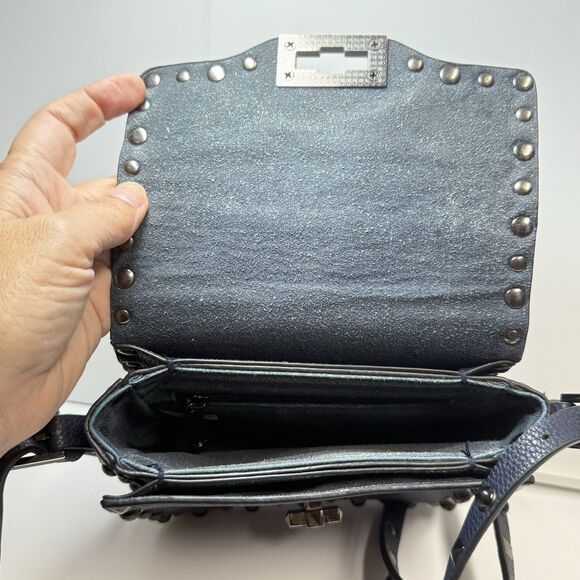 Studded Navy Faux Leather Crossbody Bag - Picture 7 of 10
